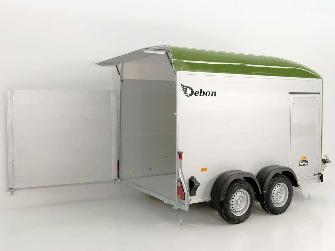 Debon Kofferanhänger C500 164x300cm H:200cm 2,6t|Alu|Polybug|Tür|olivgrün-Neu
