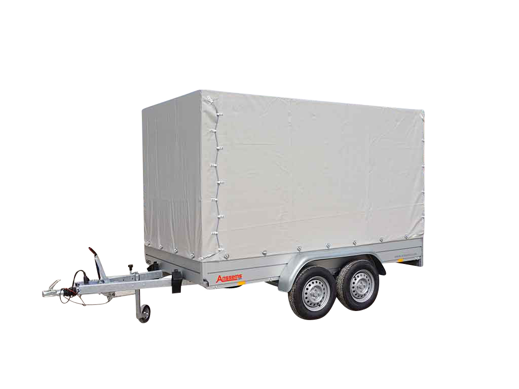 Anssems PKW Anhänger Tieflader Alu GTT 2000 kg, Ladefläche 3,01 x 1,51 m - mit Planenaufbau 2,05 m grau