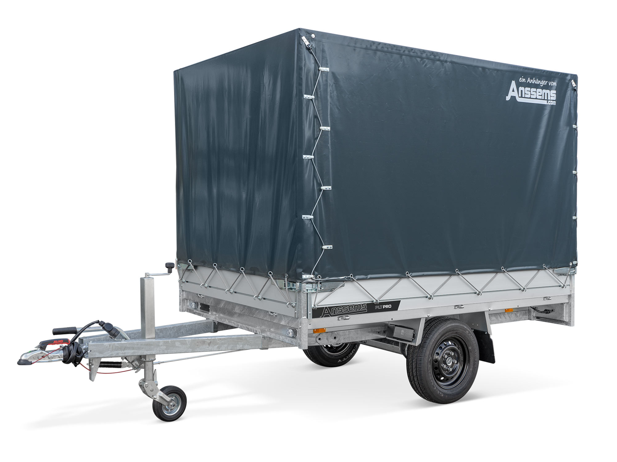 Anssems PKW Anhänger Hochlader Alu PLT-1 PRO 1350, Ladefläche 2,51 x 1,50 m mit Aktionsplane 1.50m